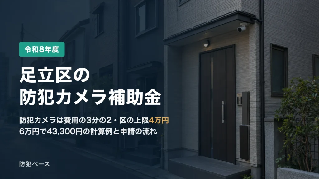 足立区の防犯カメラ補助金【令和8年度】費用の3分の2＋都の分（上限1万円）｜6万円で43,300円の計算例・申請の流れ